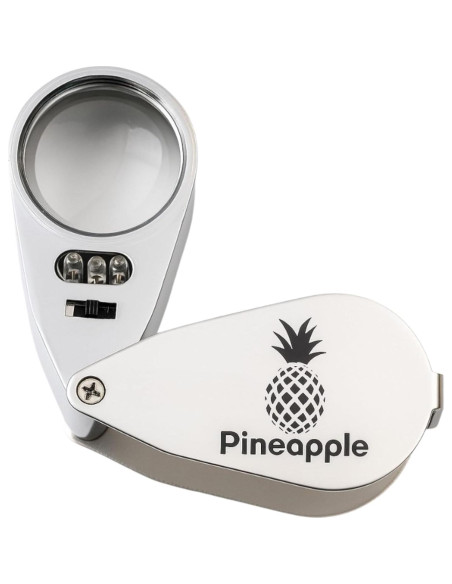 Lupa de Joyero Pineapple 40X con Luz LED y UV - Compacta Lupa de Joyero Pineapple 40X con Luz LED y UV - Compacta