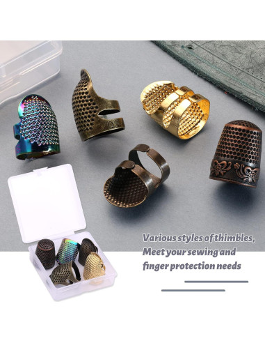 Juego de Dedales de Costura Yizzvb - 5 Piezas Ajustables