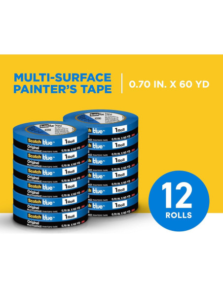 Cinta de Pintura Multi-Superficie ScotchBlue 2090, 12 rollos 1.9 cm x 54.9 m Cinta de Pintura Multi-Superficie ScotchBlue 2090, 12 rollos 1.9 cm x 54.9 m