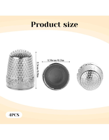 4 Dedales de Metal InnoHHustle para Coser a Mano Plata