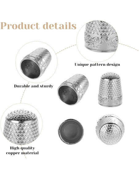 4 Dedales de Metal InnoHHustle para Coser a Mano Plata 4 Dedales de Metal InnoHHustle para Coser a Mano Plata