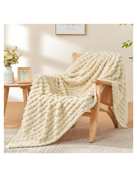 Manta de Felpa BEDELITE Beige 127x152 cm Cuadros 3D Manta de Felpa BEDELITE Beige 127x152 cm Cuadros 3D