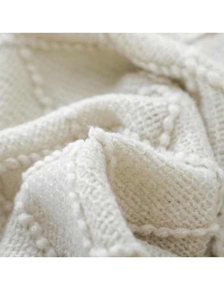 Manta de Lanzar Beige BOURINA 127x152 cm Suave y Decorativa Manta de Lanzar Beige BOURINA 127x152 cm Suave y Decorativa