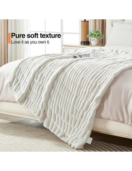 Manta de Piel de Conejo Falsa DREAMNINE 127x152 cm Blanca Manta de Piel de Conejo Falsa DREAMNINE 127x152 cm Blanca