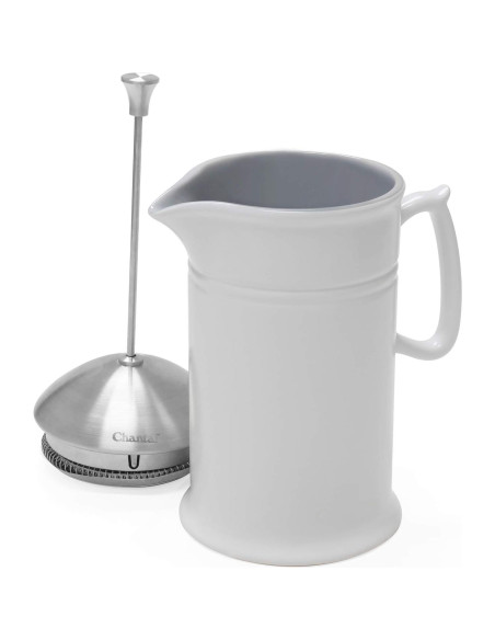 Prensa Francesa de Cerámica Chantal 28 oz Blanca con Émbolo Prensa Francesa de Cerámica Chantal 28 oz Blanca con Émbolo