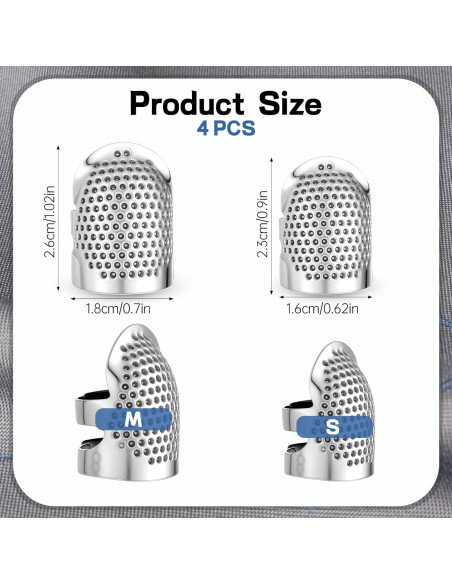 4 Dedales de Costura Ajustables Apausvcm - Metal Plateado S/M 4 Dedales de Costura Ajustables Apausvcm - Metal Plateado S/M