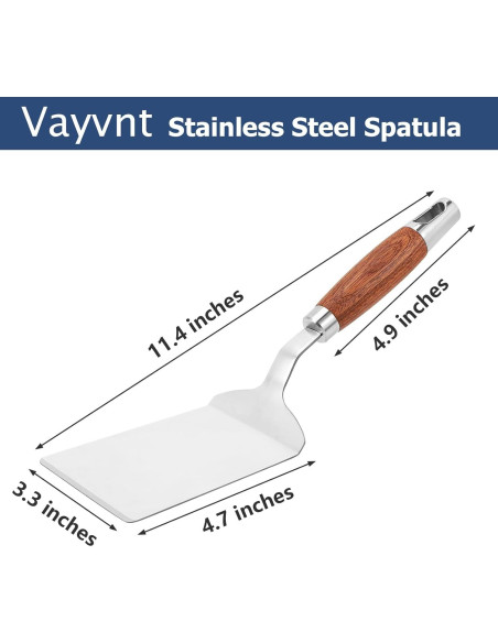 Espátula de Acero Inoxidable Vayvnt con Mango de Madera 28.8cm Espátula de Acero Inoxidable Vayvnt con Mango de Madera 28.8cm