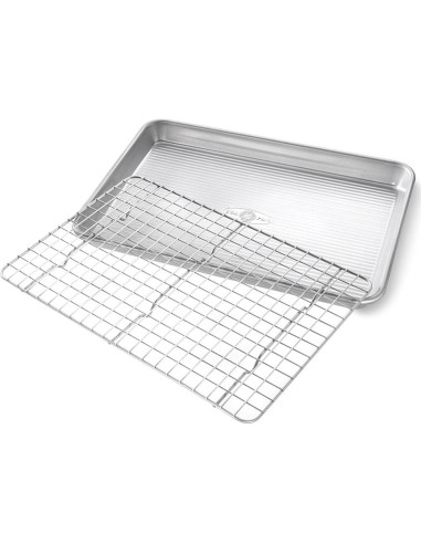 Juego de bandejas para hornear USA Pan 1/4 y 1/2 hoja con rejilla