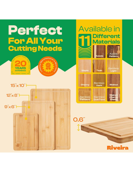 Set de 3 Tablas de Cortar de Bambú Riveira - Ecológicas y Duraderas Set de 3 Tablas de Cortar de Bambú Riveira - Ecológicas y Duraderas