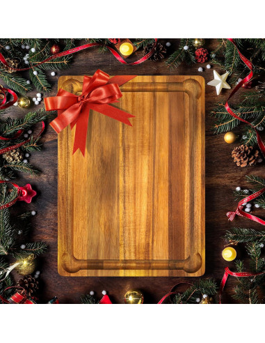 Tabla de Cortar de Madera de Acacia Yes4All 61x46cm con Surcos