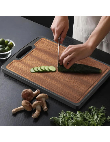 Tabla de Cortar Doble Cara Sutaig 38.1 cm Titanio y Ébano
