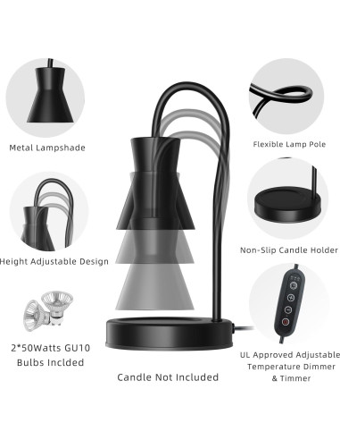 Lámpara Calentadora de Velas LALISU Regulable 50W Negro