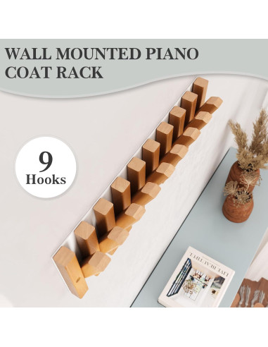 Perchero de pared YaochuForest con 9 ganchos retráctiles 40 cm