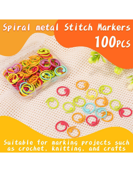 Marcadores de Puntos de Tejer Jmuiiu - 100pcs Metal Colorido Marcadores de Puntos de Tejer Jmuiiu - 100pcs Metal Colorido