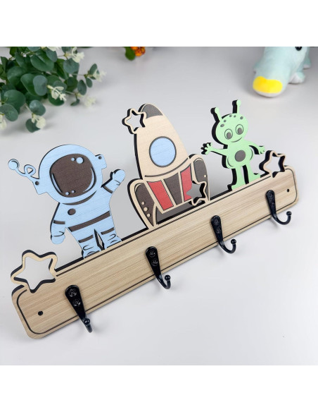 Gancho de Pared para Niños Midrean 4 Ganchos Madera Haya Gancho de Pared para Niños Midrean 4 Ganchos Madera Haya