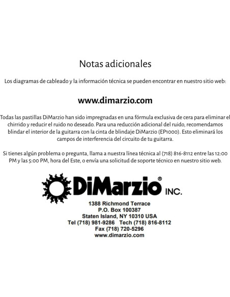 Pickup DiMarzio DP180 W Blanco para Guitarra 6 Cuerdas Pickup DiMarzio DP180 W Blanco para Guitarra 6 Cuerdas