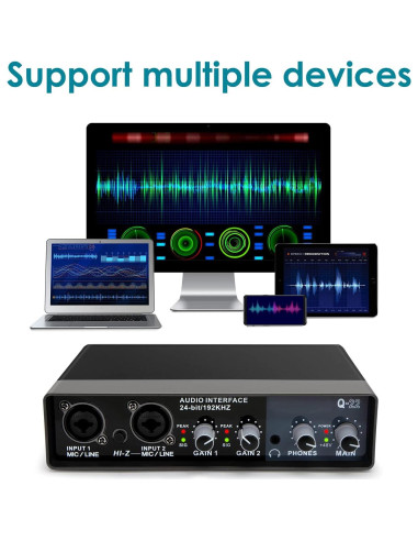 Interfaz de Audio USB YOUSHARES 2 Canales 48V para Grabación