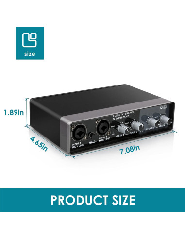 Interfaz de Audio USB YOUSHARES 2 Canales 48V para Grabación