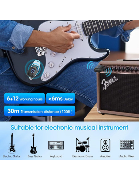 Sistema de guitarra inalámbrico mini 5.8GHz con estuche carga Sistema de guitarra inalámbrico mini 5.8GHz con estuche carga