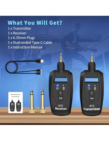 Sistema Inalámbrico de Guitarra WENTELMUSIC A10 24-bit 48KHz