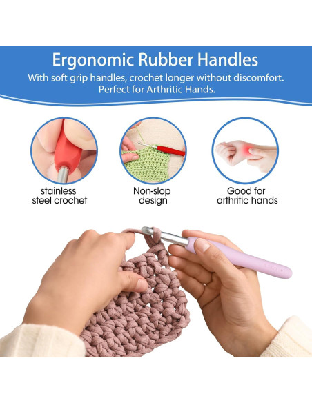 Conjunto de Ganchos de Crochet RealPlus 44 Piezas Ergonómicos Conjunto de Ganchos de Crochet RealPlus 44 Piezas Ergonómicos