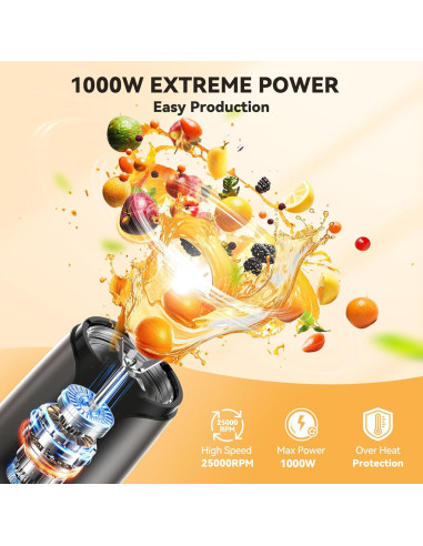 Licuadora Personal TECKNET 1000W con 2 Tazas 500ml y 150ml
