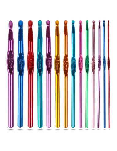 Juego de Ganchillos Hanmir 14 Piezas Aluminio Multicolor