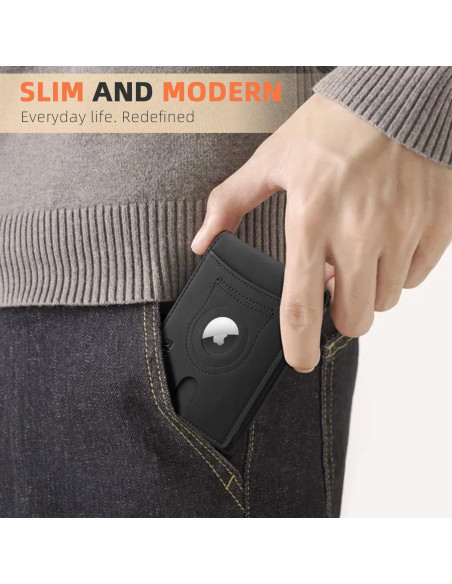 Cartera RUNBOX AirTag Hombre Slim Cuero RFID Bifold 12x9 cm Cartera RUNBOX AirTag Hombre Slim Cuero RFID Bifold 12x9 cm