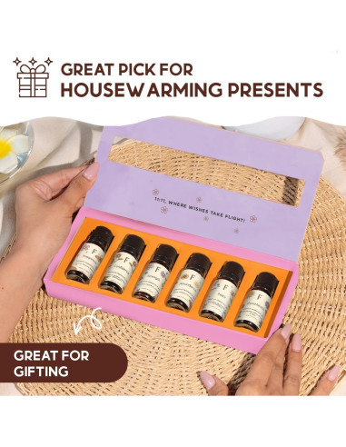 Set de 6 Aceites Esenciales Folkulture 10 ml - Vainilla, Eucalipto, Sándalo