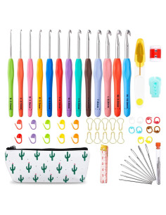 Kit de Ganchillos Ergonomicos Inscraft 67 Pcs con Estuche