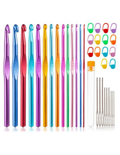 Juego de Ganchillos Vodiye 37 Piezas Aluminio Ergonómico