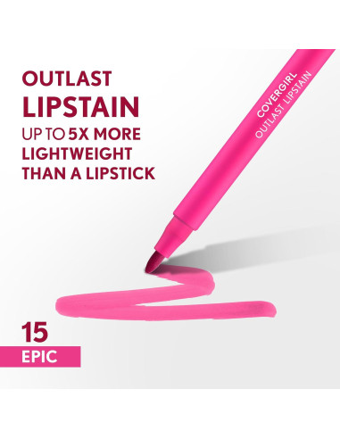 Lipstain Outlast Covergirl 15 Épico y 65 Natural Vegano
