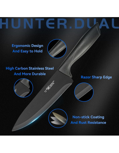 Juego de cuchillos de cocina HUNTER.DUAL 8 piezas anti-óxido