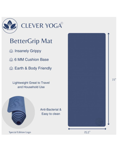 Alfombrilla de Yoga Clever Yoga Antideslizante 6mm Negra