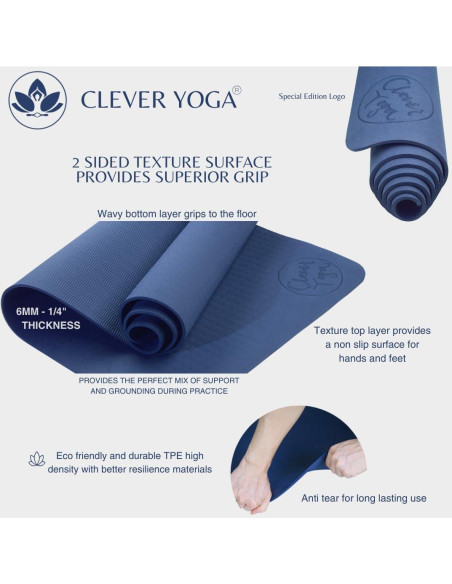 Alfombrilla de Yoga Clever Yoga Antideslizante 6mm Negra Alfombrilla de Yoga Clever Yoga Antideslizante 6mm Negra
