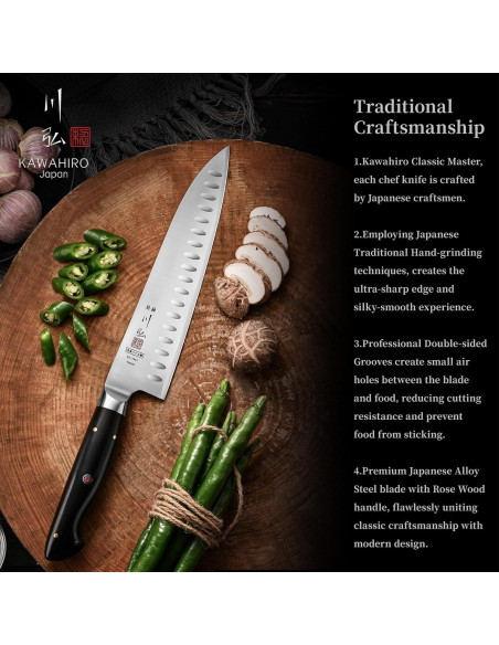 Cuchillo de Chef KAWAHIRO 21 cm Acero Japonés Hecho a Mano Cuchillo de Chef KAWAHIRO 21 cm Acero Japonés Hecho a Mano