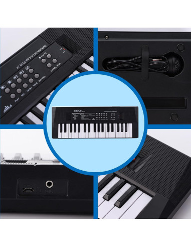 Teclado Musical Electrónico Zuzublooploo 37 Teclas Negro