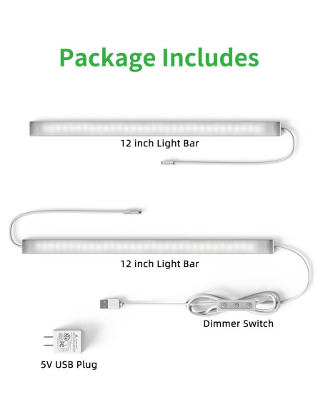 Iluminación bajo gabinete VOVAMO UNO-LK 2 piezas 30.48 cm LED 4500K Iluminación bajo gabinete VOVAMO UNO-LK 2 piezas 30.48 cm LED 4500K