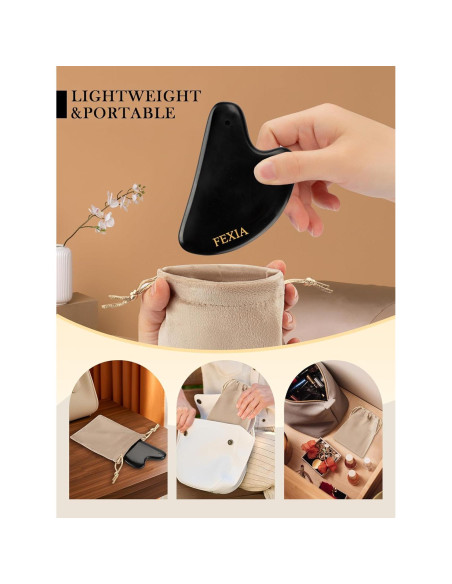 Gua Sha FEXIA Piedra Bian Negra Natural 1 PC Masaje Facial Gua Sha FEXIA Piedra Bian Negra Natural 1 PC Masaje Facial