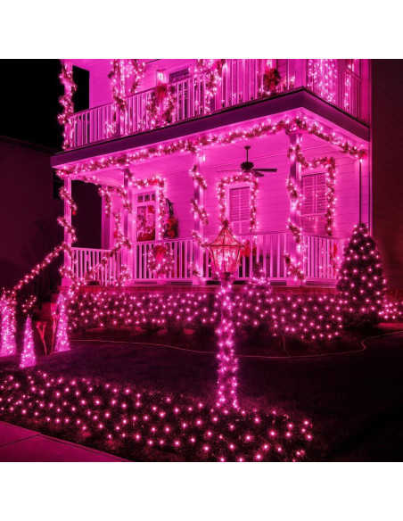 Luces de Cadena Solares 400 LED Rosa Sanjicha Paquete de 2 Luces de Cadena Solares 400 LED Rosa Sanjicha Paquete de 2