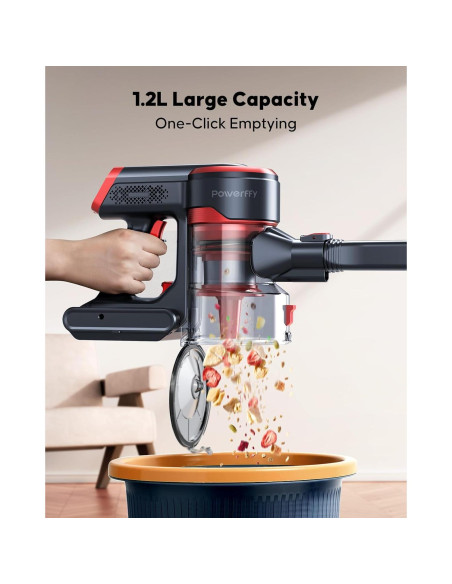 Aspiradora Inalámbrica Powerffy A17, 450W, 55 Min, HEPA Aspiradora Inalámbrica Powerffy A17, 450W, 55 Min, HEPA