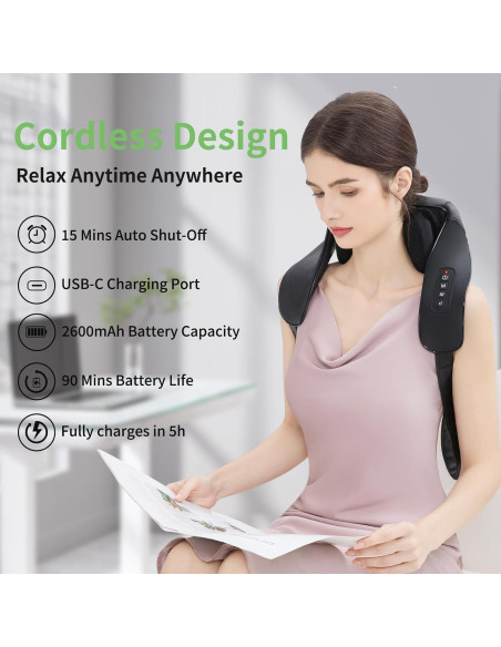 Masajeador Inalámbrico Shiatsu MASGRE U20-2600 con Calor 6D Masajeador Inalámbrico Shiatsu MASGRE U20-2600 con Calor 6D