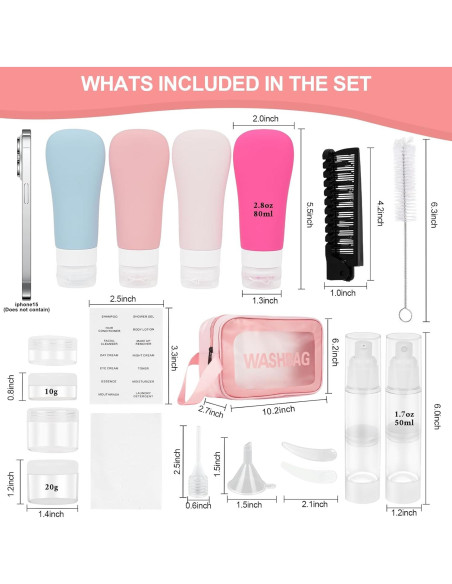 Set de Aseo de Viaje Helandou 19 Piezas Silicona Rosa Set de Aseo de Viaje Helandou 19 Piezas Silicona Rosa