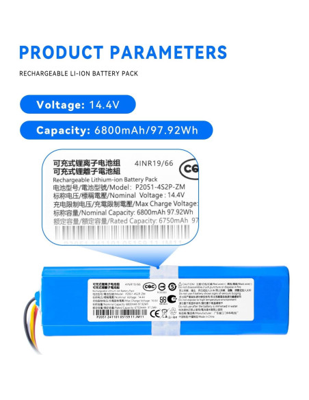 Batería de Reemplazo 6800mAh para Roborock S4 S5 S6 S7 S8 Batería de Reemplazo 6800mAh para Roborock S4 S5 S6 S7 S8