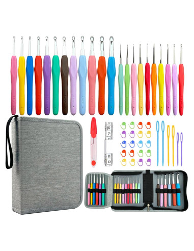 Set de Ganchillos Ergonómicos Hobekoee 22 Tamaños 0.5-10mm