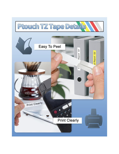 Paquete de 6 Cintas TZ Brother P Touch 12mm Laminadas Colores