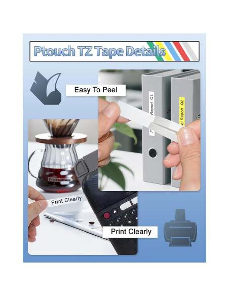 Paquete de 6 Cintas TZ Brother P Touch 12mm Laminadas Colores
