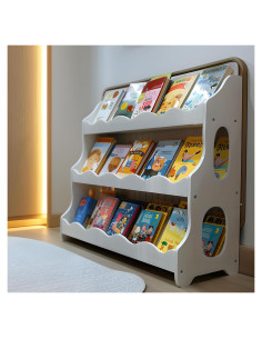 Estante de Libros de Madera AMMEHOELA 3 Niveles Blanco 80x25x85 cm