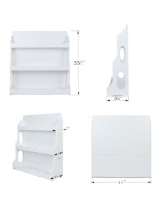 Estante de Libros de Madera AMMEHOELA 3 Niveles Blanco 80x25x85 cm 2