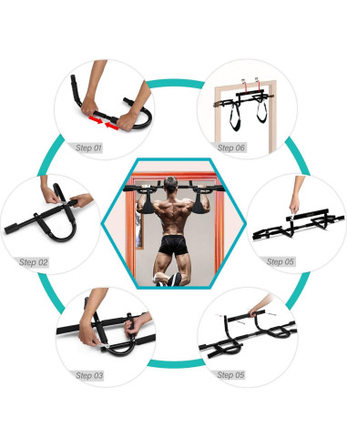 Barra de Dominadas Yes4All 7ZKK para Puerta 136 kg